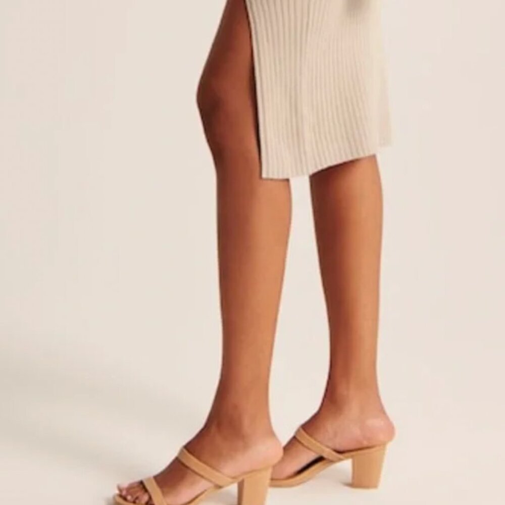 Abercrombie & Fitch Nude Double Strap Heel Sandals